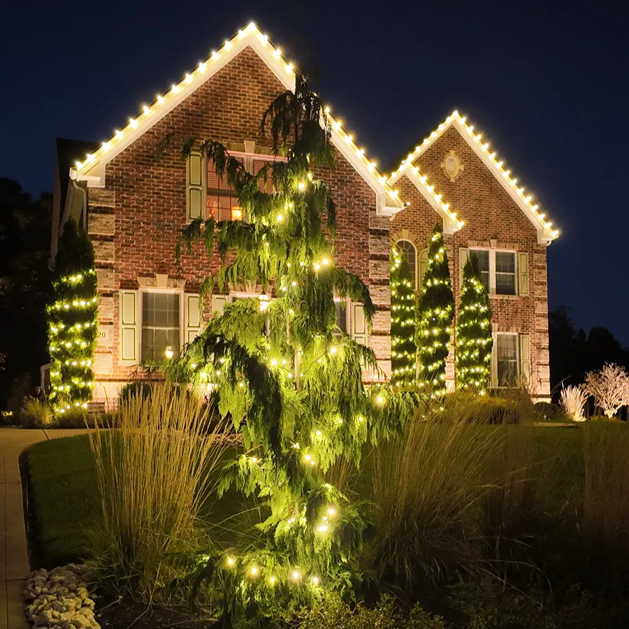 White holiday lighting for your home exterior